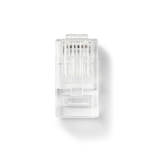 Nedis RJ45-Connector | RJ45 Pass Through | Stranded UTP CAT5 | Recht | Verguld | 10 Stuks | Polycarbonate | Transparant | Doos