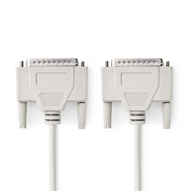 Nedis Seriële Kabel | D-SUB 25-Pins Male | D-SUB 25-Pins Male | Vernikkeld | 2.00 m | Rond | PVC | Ivoor | Label