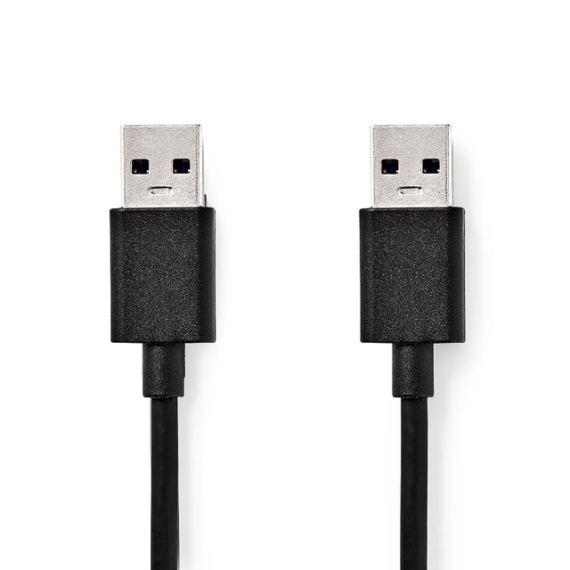 Nedis USB-Kabel | USB 3.2 Gen 1 | USB-A Male | USB-A Male | 5 Gbps | Vernikkeld | 1.00 m | Rond | PVC | Zwart | Label
