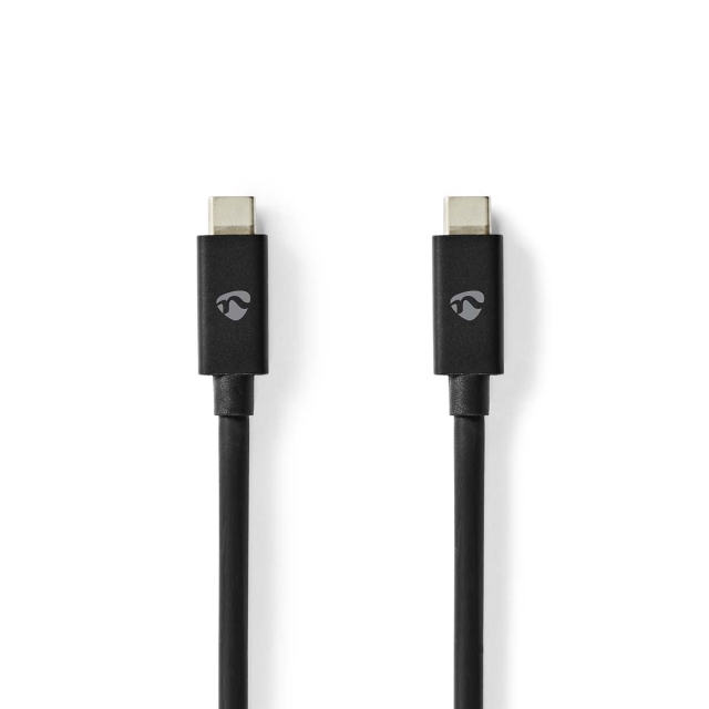 Nedis USB-Kabel | USB 4.0 Gen 2x2 | USB-C™ Male | USB-C™ Male | 240 W | 8K@60Hz | 20 Gbps | Vernikkeld | 2.00 m | Rond | PVC | Zwart | Label