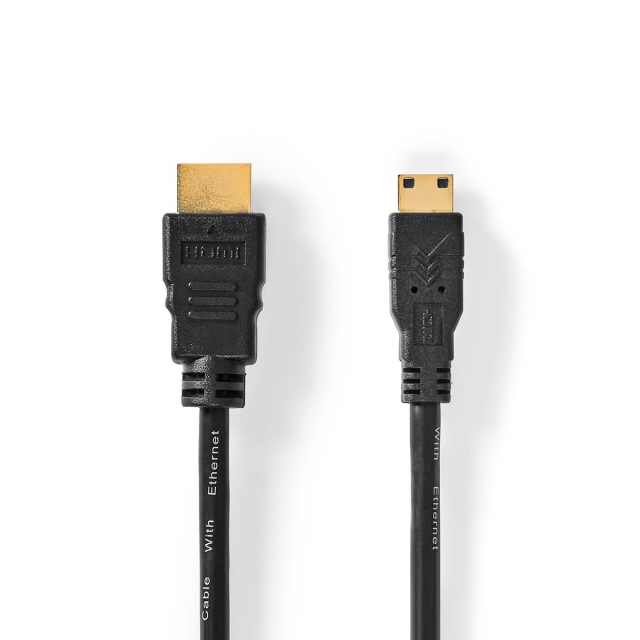 Nedis High Speed HDMI™-Kabel met Ethernet | HDMI™ Connector | HDMI™ Mini-Connector | 4K@30Hz | 10.2 Gbps | 3.00 m | Rond | PVC | Zwart | Label