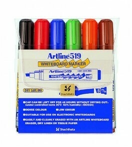 Artline set whiteboardstiften, schuine punt, 6 kleuren