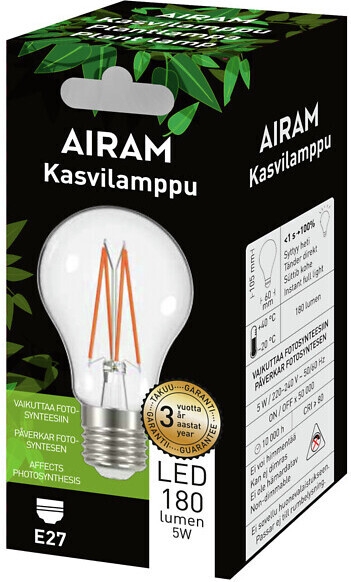 Airam LED plant lamp, E27, helder, gloeidraad 180 lm
