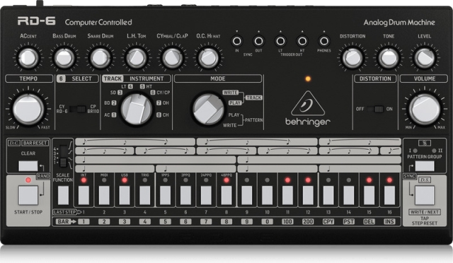 BEHRINGER RD-6 analoge drumcomputer, zwart