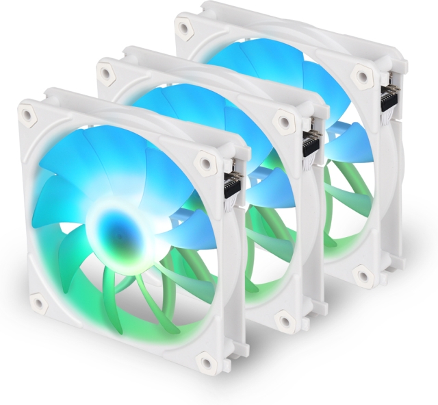 Blackstorm Luna UF120 ARGB PWM fan pack, wit, 120 mm, 3 stuks per verpakking
