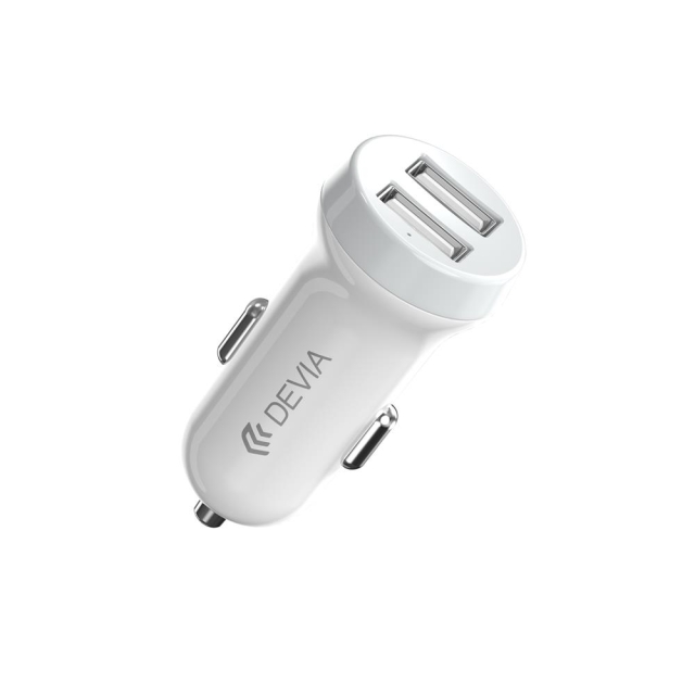 Devia billaddare Smart 2x USB 3,1A vit + Lightning-kabel