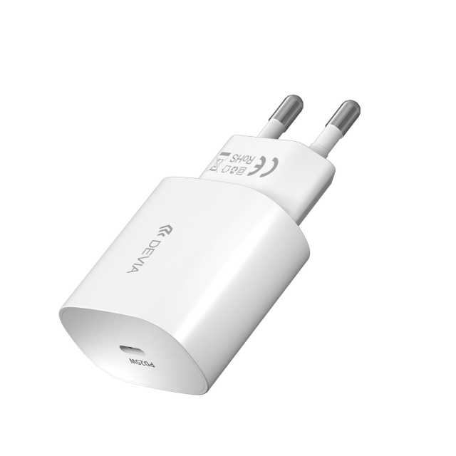 Devia väggladdare Smart PD 25W 1x USB-C vit + kabel USB-C - USB-C