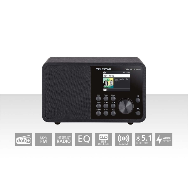 TELESTAR DIRA M 1 A Mobile EWF Batterijbediende Multifunctionele Mono Radio DAB+ / FM / Internet / Bluetooth Zwart