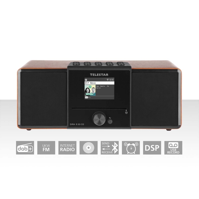 TELESTAR DIRA S32i CD EWF Multifunctionele Stereo Radio met CD-speler DAB+ / FM / Internet / Bluetooth Hout