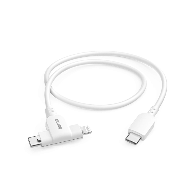 Hama Laddningskabel USB-C till USB-C eller Lightning 1,5 m Vit
