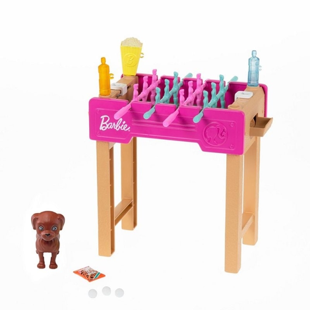 Barbie Voetbaltafel en huisdier minispeelset (GRG77)