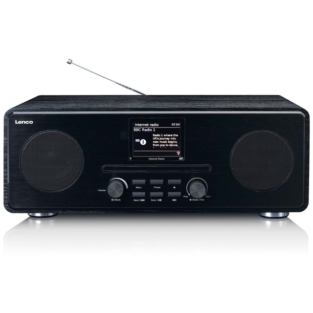 Lenco Internet / DAB+ / FM-radio met CD-speler en Bluetooth® Zwart