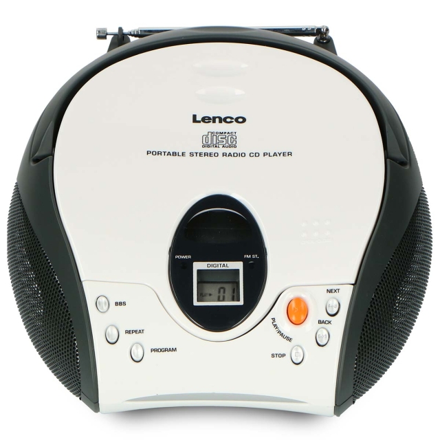 Lenco Draagbare stereo FM-radio met CD Wit
