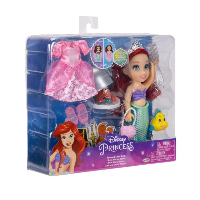 JAKKS Pacific Disney Prinses 6 Inch Petite Pop met Extra Mode & Accessoires Sea to Land Ariel