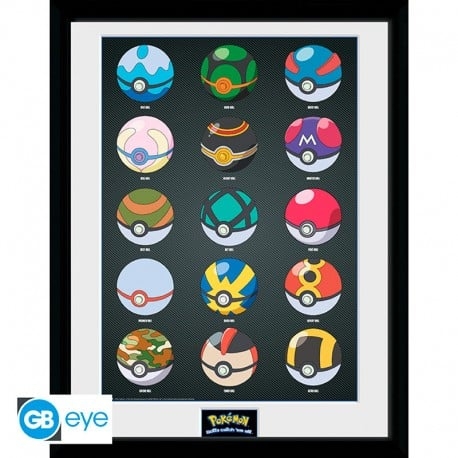 Abysse POKEMON - Ingelijste print Pokeballs (30x40)
