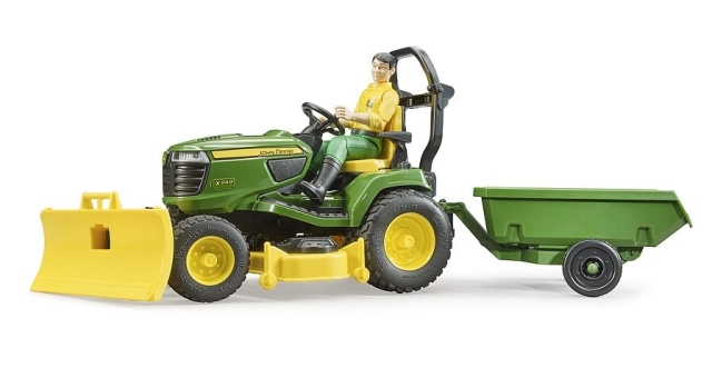 Bruder BWorld John Deere tuintrekker met aanhanger en tuinmachine (62104)