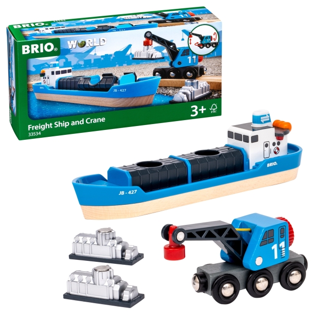 BRIO Vrachtschip en kraan (33534)