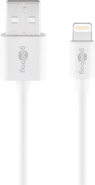 Goobay Lightning USB-kabel för laddning och synkronisering, 1 m, vit MFi-kabel för Apple iPhone/iPad