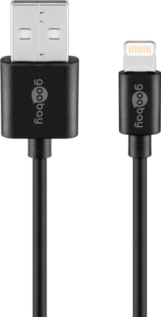 Goobay Lightning USB-kabel för laddning och synkronisering, 0,5 m, svart MFi-kabel för Apple iPhone/iPad