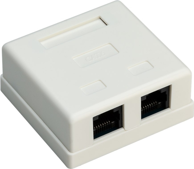 Goobay 2-port RJ45-kopplingsdosa, CAT 6, UTP, vit okapslad