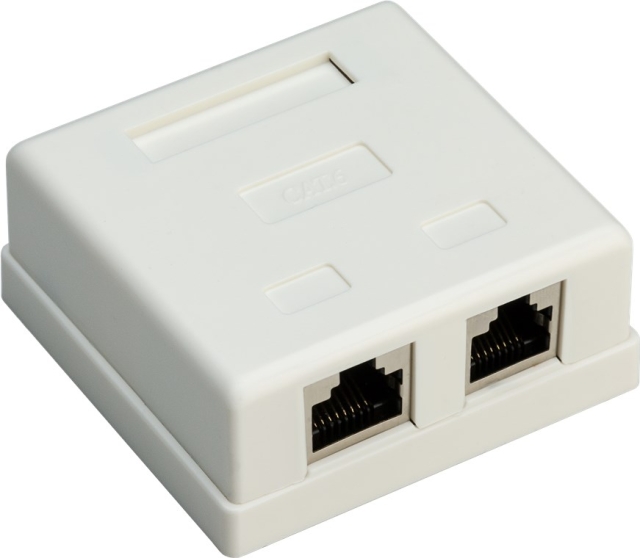 Goobay 2-port RJ45-kopplingsdosa, CAT 6, STP, vit skärmad