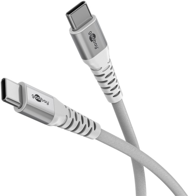 Goobay USB-C™ supersoft textilkabel med metallkontakter, 0,5 m, vit elegant och extra robust anslutningskabel för enheter med USB-C™-port