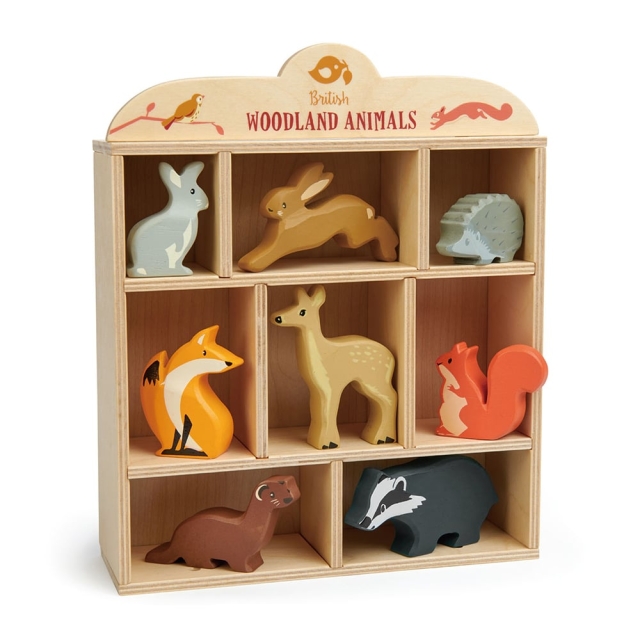 Tender Leaf Houten plank met 8 houten dieren - Woodlands - (TL8470)