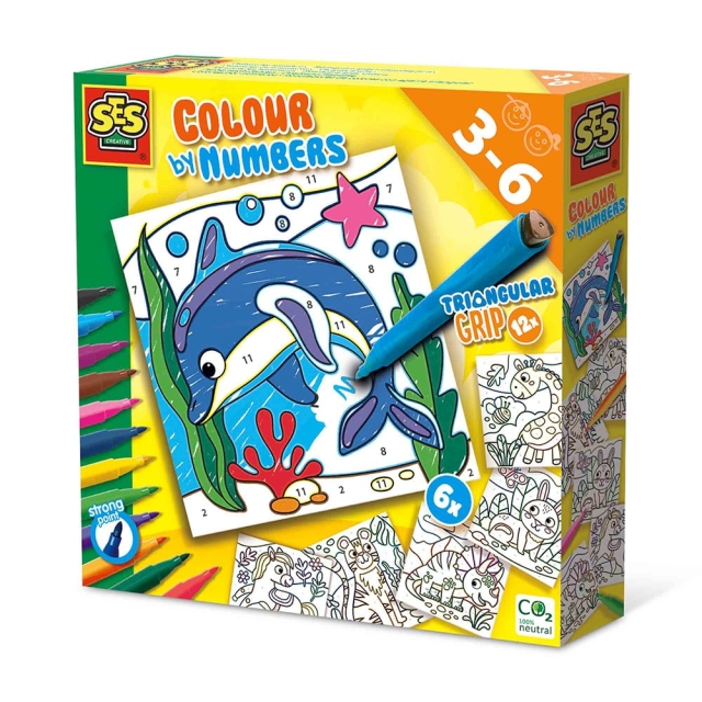 SES Creative Kleuren met getallen - Driehoekige stiften - (S14690)