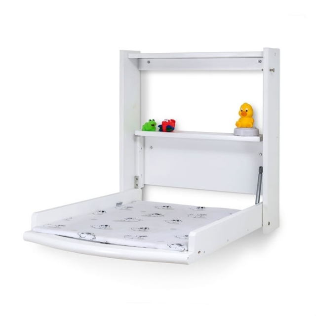 Babytrold Luiertafel voor aan de muur incl. matras Wit