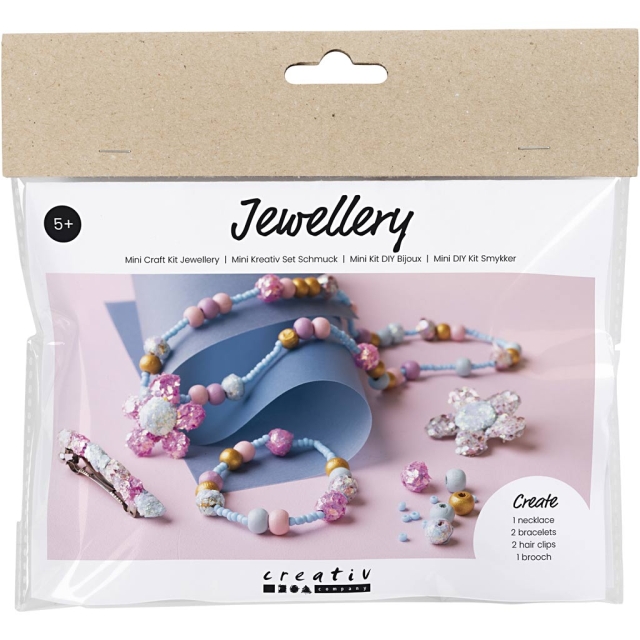 DIY Kit Mini Craft Kit - Sieraden, blauw, lichtblauw, pastelroze, 1 verpakking (977747)