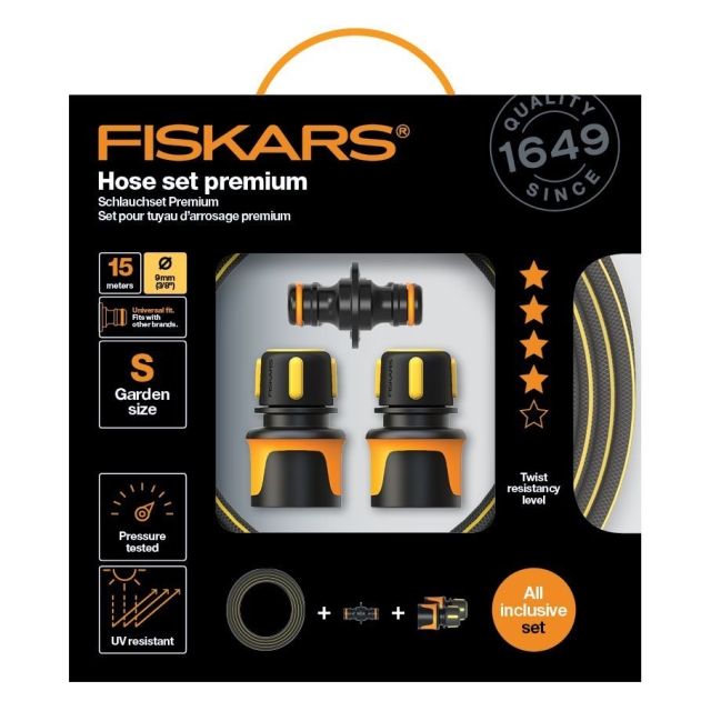 Fiskars Slangset Premium 15m 9mm