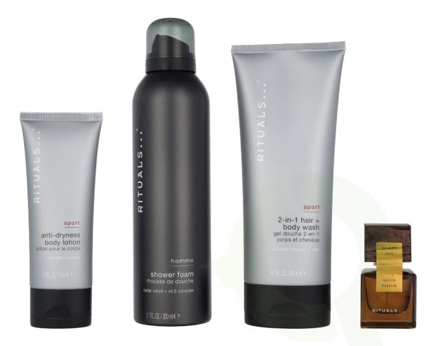 Rituals Homme Medium Set 485 ml Sport Anti-Dryness Body Lotion 70 ml/Sport 2-in-1 Shampoo & Body Wash 200 ml/Travel - L