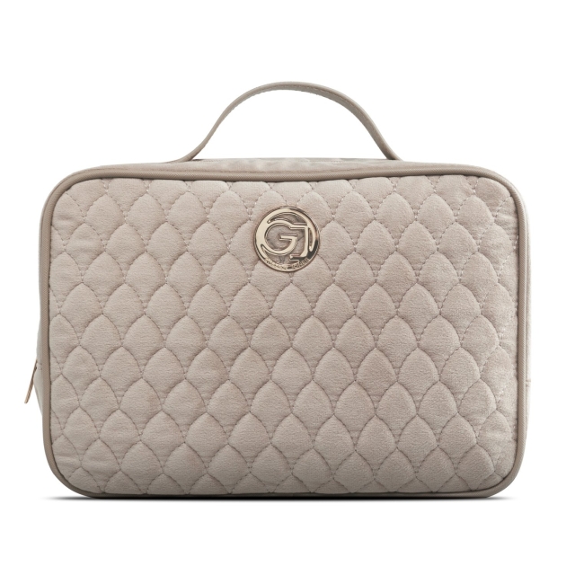 Gillian Jones bosmetic Tas met 2 compartimenten Beige velours