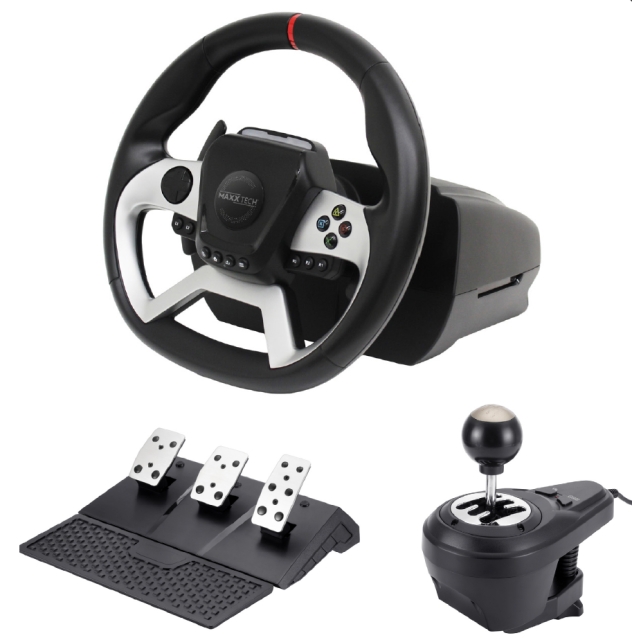 Maxx Tech Pro FF Racing Wheel Kit (Stuur, 3-pedaalset & versnellingspook) - PS4/PC/ XBOX
