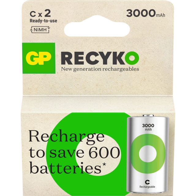 GP Batteri Recyko NiMH C HR14 3000mAh 2-Pack