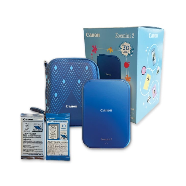 Canon Zoemini 2 Instant Minifotoprinter marineblauw, inclusief etui en papier