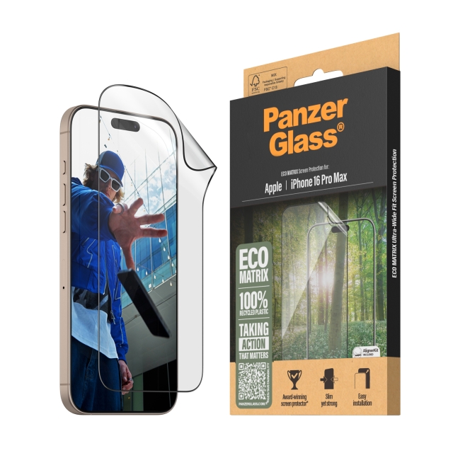 PanzerGlass Screen Protection MATRIX - iPhone 16 Pro Max - ultra brede pasvorm