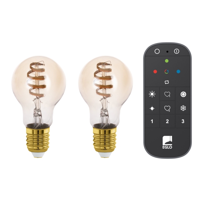 Eglo Set van 2x E27 A60 amber, afstandsbediening - TW - Zigbee, Bluetooth