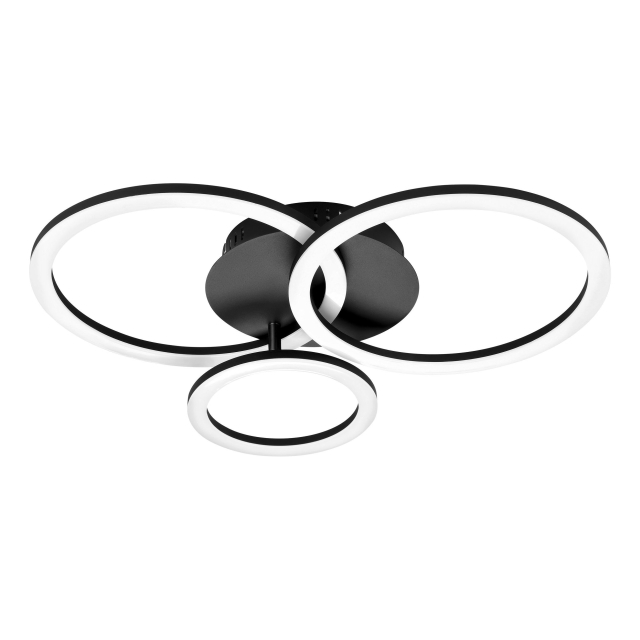 Eglo Paranday-Z plafondlamp met cirkels zwart 54,5x44,5 - TW - Zigbee, Bluetooth