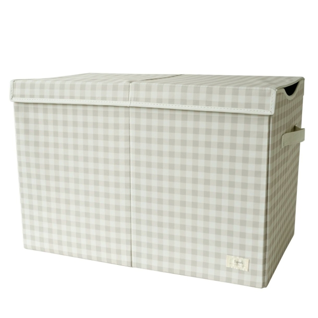 3 Sprouts Gerecyclede opvouwbare speelgoedkist - Gingham beige