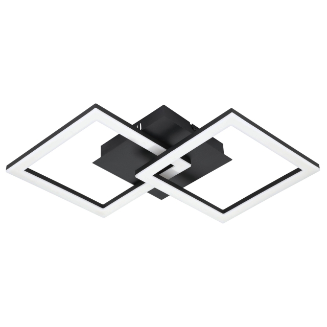 Eglo Paranday-Z plafondlamp met vierkantjes zwart 52,5x31 - TW - Zigbee, Bluetooth