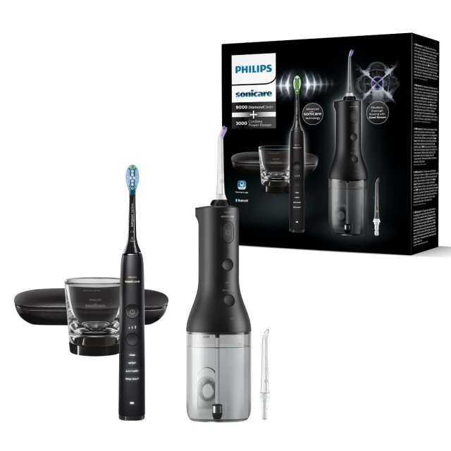 Philips Zwart snoerloos powerflosser DiamondClean 9000 (HX3886/43)