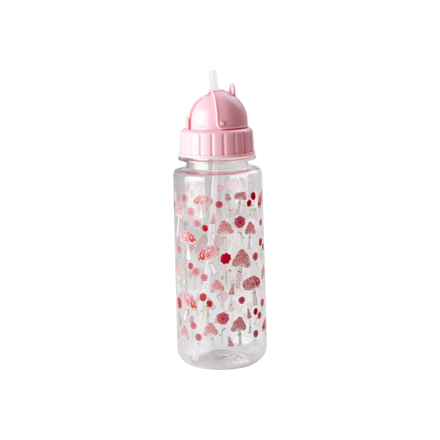 RICE Plastic drinkfles voor kinderen met roze Happy Forest print - Roze - 500 ml