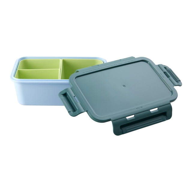 RICE Lunchbox met 3 Inleggers - Groen en Zachtblauw