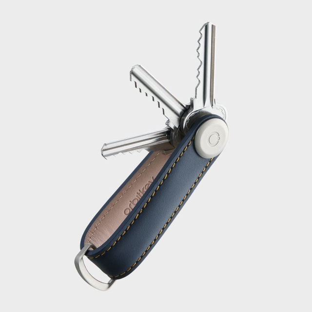 Orbitkey Leren sleutelhanger - Navy/Tan