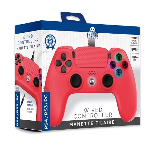 Trade Invaders Bedrade controller voor PS4 met 3M kabel - Rood