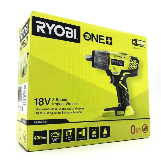 Ryobi One+ R18IW3-0 Impact wrench without battery 1/4 hex socket, 1/2 square drive