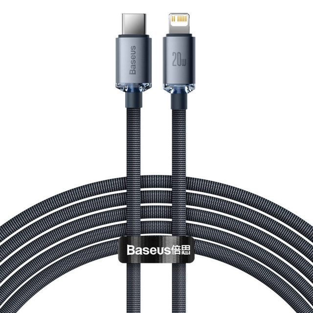 Baseus Crystal Shine USB-C to Lightning cable 20W 2m Zwart