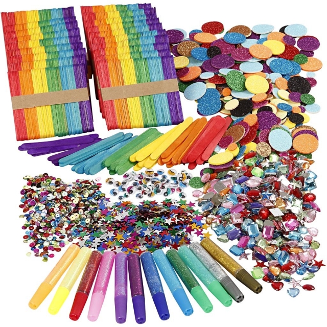 Creative Toys Doe-het-zelf-set - glitter & houten stokjes mega-set (97435)