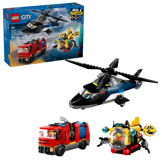 LEGO LEGO Stad - Helikopter, Brandweerauto & Onderzeeër (60462)